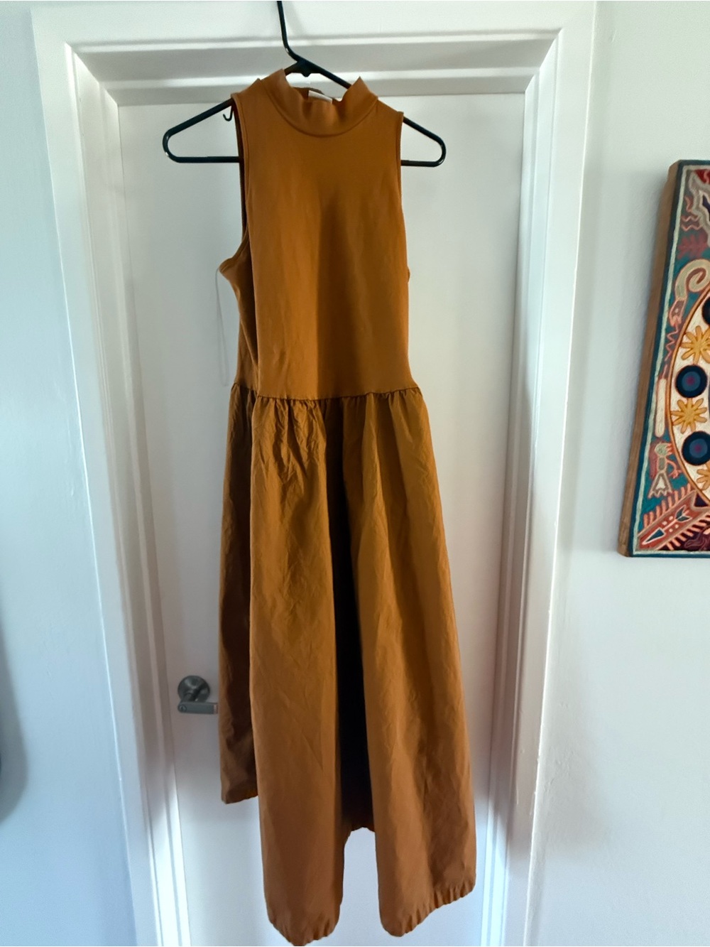 Sleeveless High Neck Maxi Dress in Rust